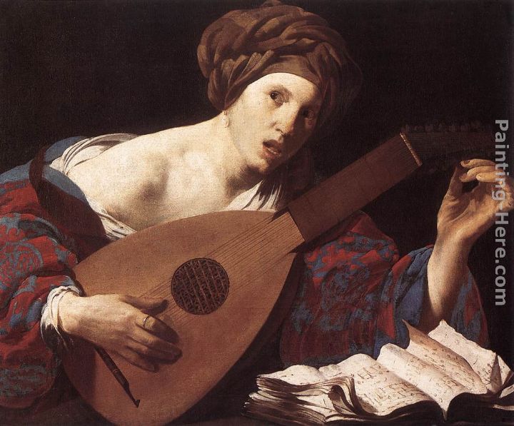 Woman Playing the Lute painting - Hendrick Terbrugghen Woman Playing the Lute art painting